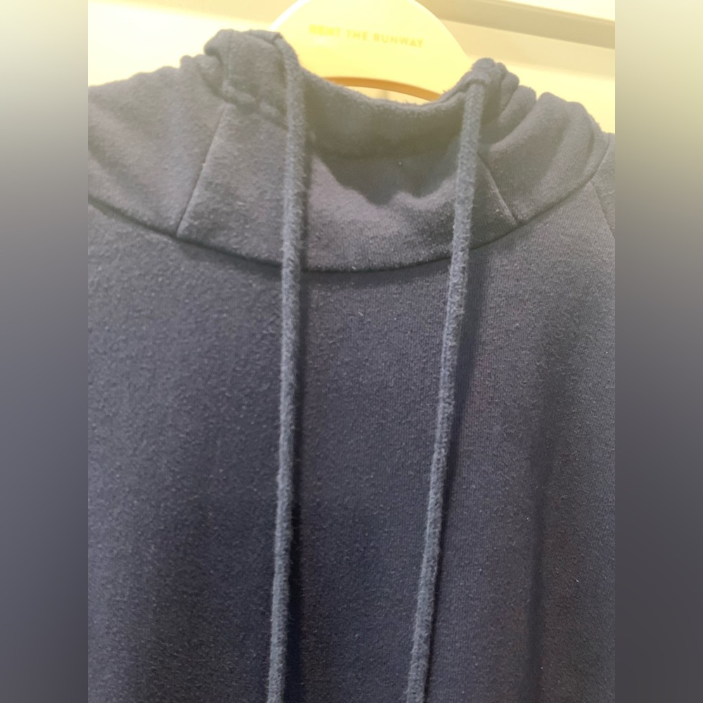 Navy high neck hoodie. Size large. - Picture 3 of 9